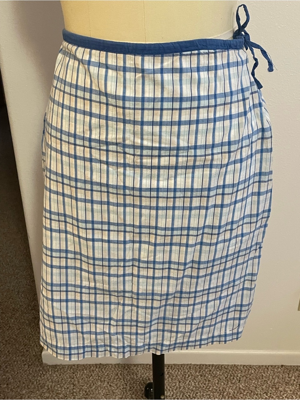 Blue Plaid Cherokee Cotton Skirt Size 6 - Great Condition